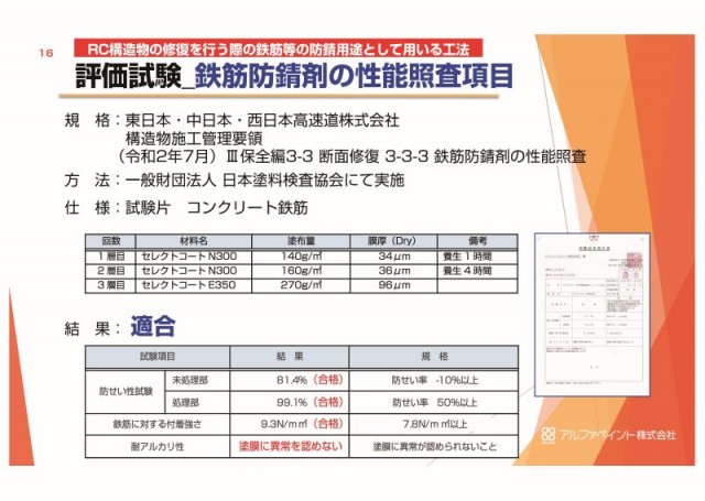 NETISテーマ設定型延長戦～錆びた鉄筋に直接塗装～生コンを